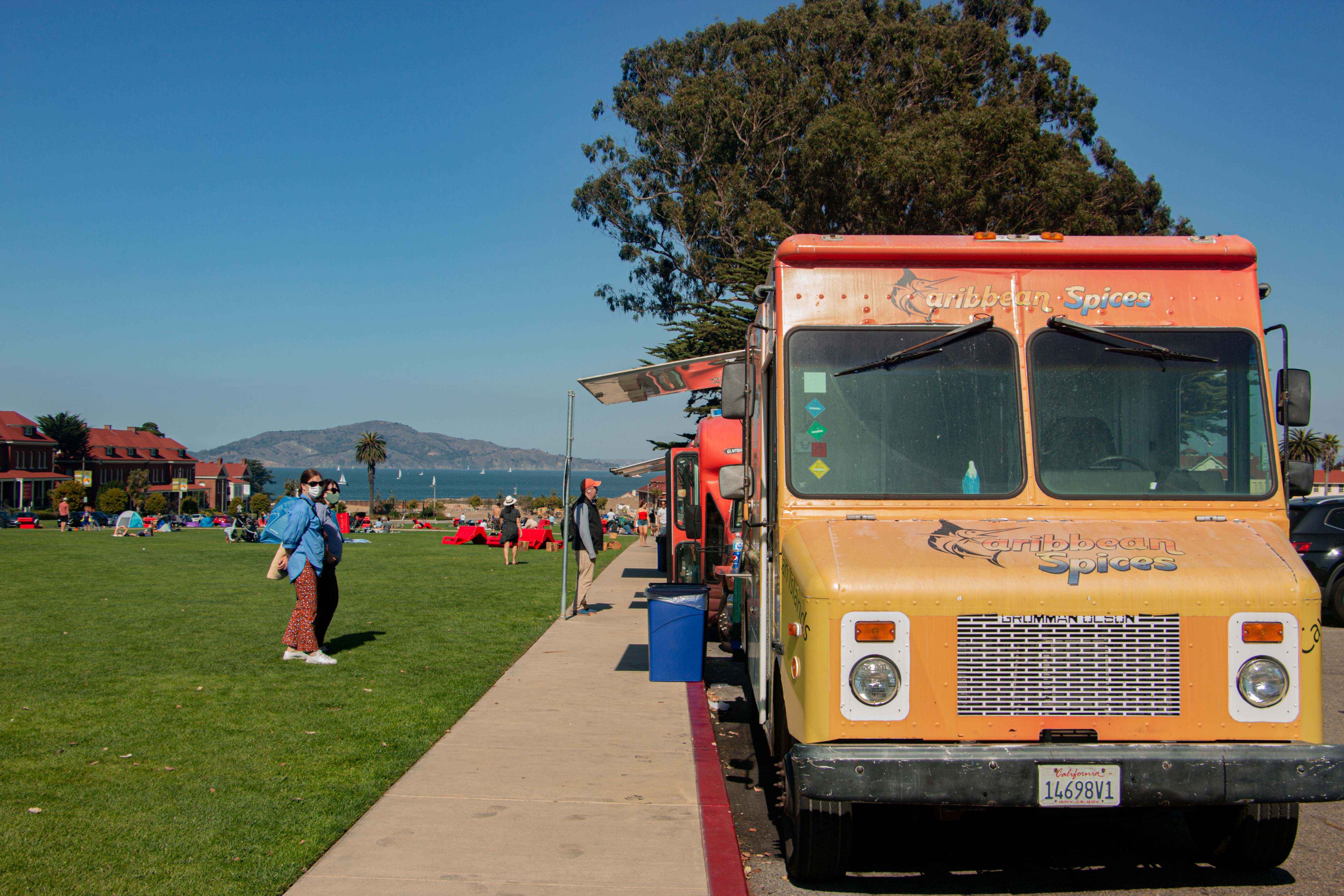 Presidio food truck park overlooking the ocean