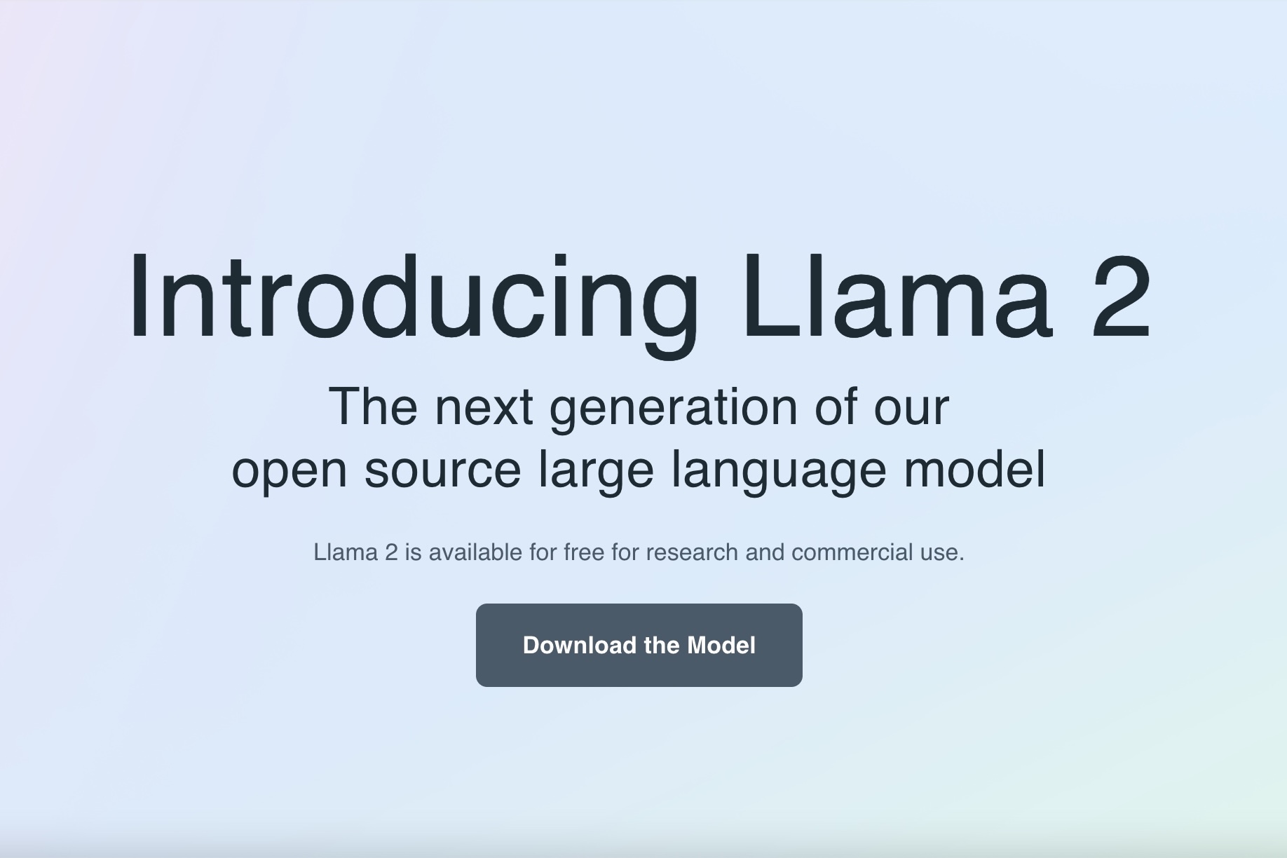 llama home page on Meta's website